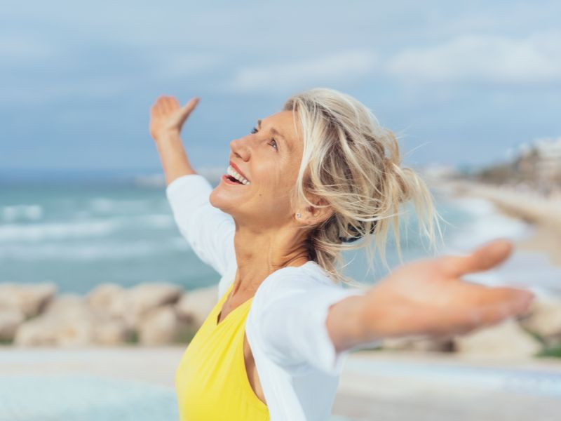 woman feeling joyful